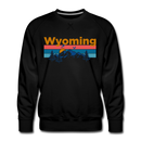 Premium Wyoming Sweatshirt - Retro Mountain & Birds Premium Men's Wyoming Sweatshirt - black