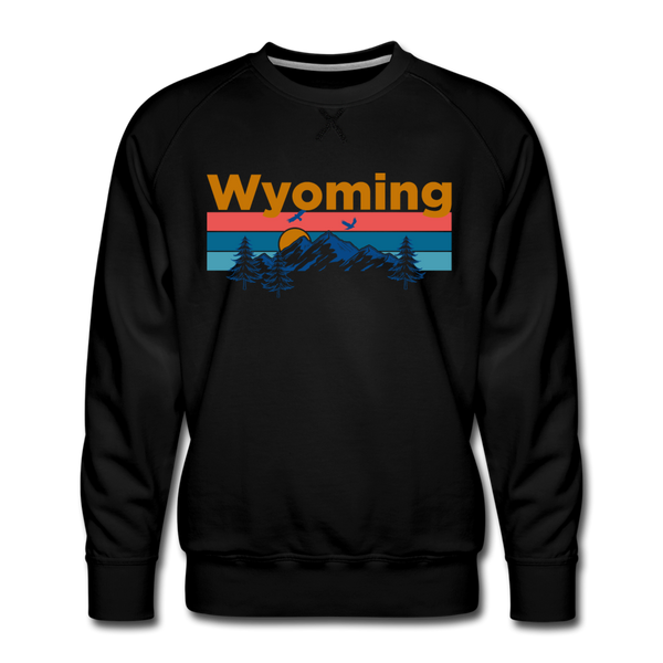 Premium Wyoming Sweatshirt - Retro Mountain & Birds Premium Men's Wyoming Sweatshirt - black