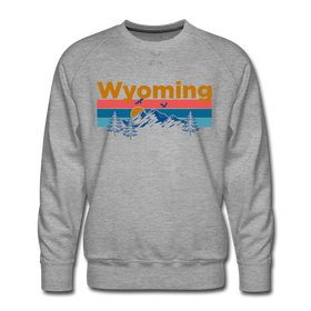 Premium Wyoming Sweatshirt - Retro Mountain & Birds Premium Men's Wyoming Sweatshirt