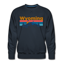 Premium Wyoming Sweatshirt - Retro Mountain & Birds Premium Men's Wyoming Sweatshirt - navy