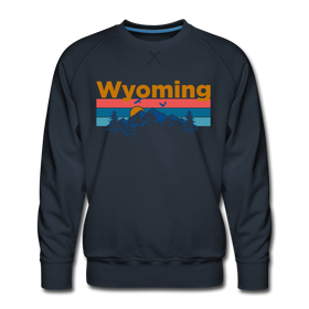 Premium Wyoming Sweatshirt - Retro Mountain & Birds Premium Men's Wyoming Sweatshirt - navy