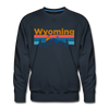 Premium Wyoming Sweatshirt - Retro Mountain & Birds Premium Men's Wyoming Sweatshirt