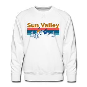 Premium Sun Valley, Idaho Sweatshirt - Retro Mountain & Birds Premium Men's Sun Valley Sweatshirt - white