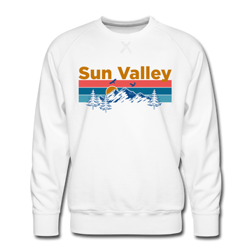Premium Sun Valley, Idaho Sweatshirt - Retro Mountain & Birds Premium Men's Sun Valley Sweatshirt - white