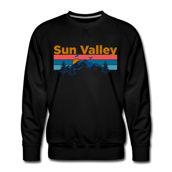 Premium Sun Valley, Idaho Sweatshirt - Retro Mountain & Birds Premium Men's Sun Valley Sweatshirt - black