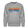 Premium Sun Valley, Idaho Sweatshirt - Retro Mountain & Birds Premium Men's Sun Valley Sweatshirt - heather grey