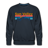 Premium Sun Valley, Idaho Sweatshirt - Retro Mountain & Birds Premium Men's Sun Valley Sweatshirt - navy