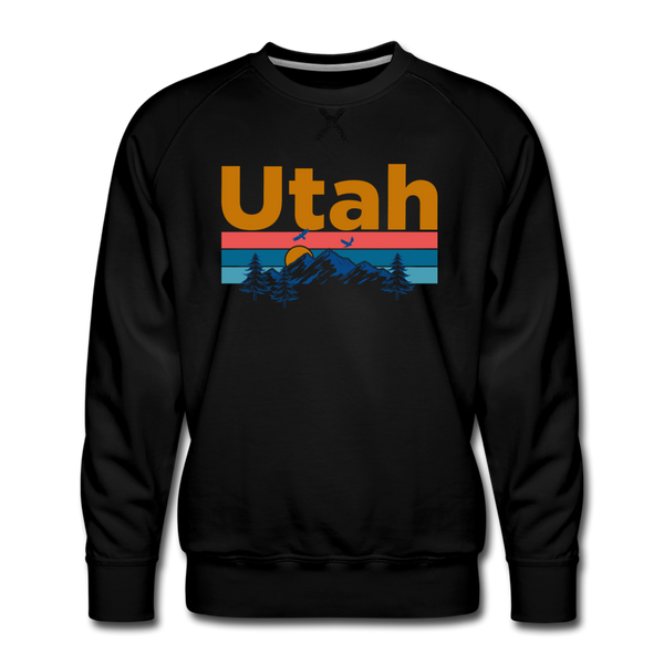 Premium Utah Sweatshirt - Retro Mountain & Birds Premium Men's Utah Sweatshirt - black