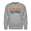 Premium Utah Sweatshirt - Retro Mountain & Birds Premium Men's Utah Sweatshirt - heather grey
