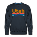 Premium Utah Sweatshirt - Retro Mountain & Birds Premium Men's Utah Sweatshirt - navy