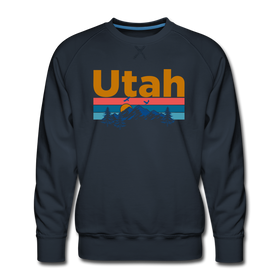 Premium Utah Sweatshirt - Retro Mountain & Birds Premium Men's Utah Sweatshirt - navy