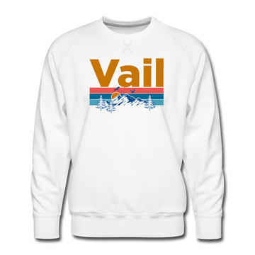 Premium Vail, Colorado Sweatshirt - Retro Mountain & Birds Premium Men's Vail Sweatshirt - white