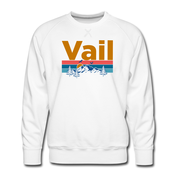 Premium Vail, Colorado Sweatshirt - Retro Mountain & Birds Premium Men's Vail Sweatshirt - white