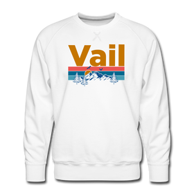 Premium Vail, Colorado Sweatshirt - Retro Mountain & Birds Premium Men's Vail Sweatshirt