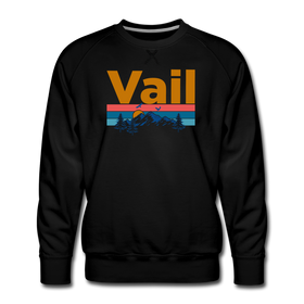 Premium Vail, Colorado Sweatshirt - Retro Mountain & Birds Premium Men's Vail Sweatshirt - black