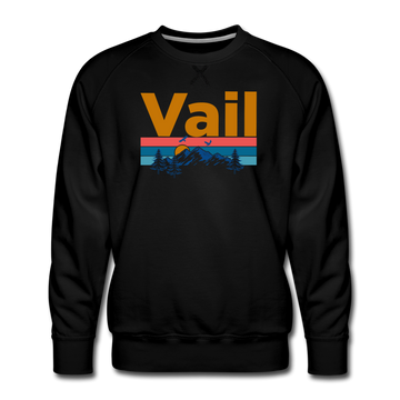 Premium Vail, Colorado Sweatshirt - Retro Mountain & Birds Premium Men's Vail Sweatshirt - black