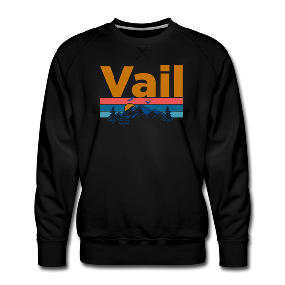 Premium Vail, Colorado Sweatshirt - Retro Mountain & Birds Premium Men's Vail Sweatshirt - black