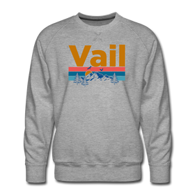 Premium Vail, Colorado Sweatshirt - Retro Mountain & Birds Premium Men's Vail Sweatshirt - heather grey