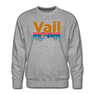 Premium Vail, Colorado Sweatshirt - Retro Mountain & Birds Premium Men's Vail Sweatshirt - heather grey