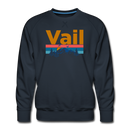 Premium Vail, Colorado Sweatshirt - Retro Mountain & Birds Premium Men's Vail Sweatshirt - navy