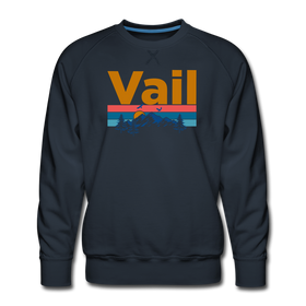 Premium Vail, Colorado Sweatshirt - Retro Mountain & Birds Premium Men's Vail Sweatshirt - navy
