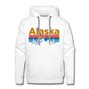 Premium Alaska Hoodie - Retro Mountain & Birds Premium Men's Alaska Sweatshirt / Hoodie - white