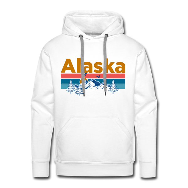Premium Alaska Hoodie - Retro Mountain & Birds Premium Men's Alaska Sweatshirt / Hoodie - white