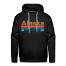 Premium Alaska Hoodie - Retro Mountain & Birds Premium Men's Alaska Sweatshirt / Hoodie - black