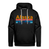 Premium Alaska Hoodie - Retro Mountain & Birds Premium Men's Alaska Sweatshirt / Hoodie - black