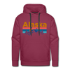 Premium Alaska Hoodie - Retro Mountain & Birds Premium Men's Alaska Sweatshirt / Hoodie - burgundy