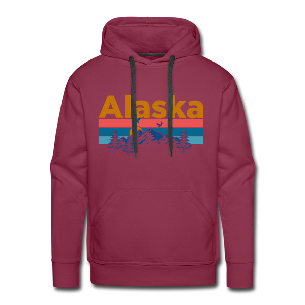 Premium Alaska Hoodie - Retro Mountain & Birds Premium Men's Alaska Sweatshirt / Hoodie - burgundy