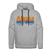 Premium Alaska Hoodie - Retro Mountain & Birds Premium Men's Alaska Sweatshirt / Hoodie - heather grey