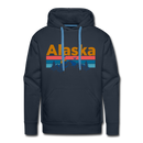 Premium Alaska Hoodie - Retro Mountain & Birds Premium Men's Alaska Sweatshirt / Hoodie - navy