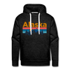 Premium Alaska Hoodie - Retro Mountain & Birds Premium Men's Alaska Sweatshirt / Hoodie - charcoal grey
