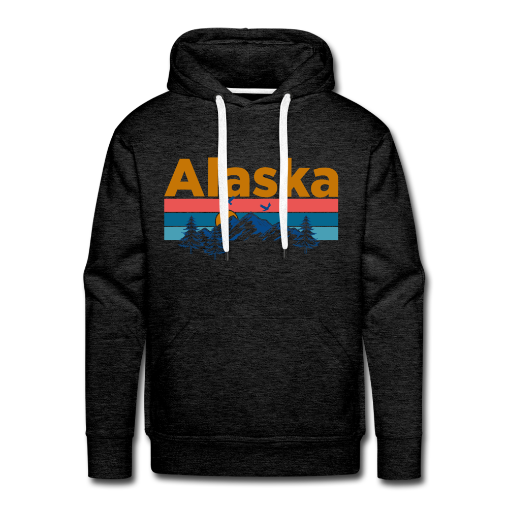 Premium Alaska Hoodie - Retro Mountain & Birds Premium Men's
