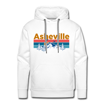 Premium Asheville, North Carolina Hoodie - Retro Mountain & Birds Premium Men's Asheville Sweatshirt / Hoodie - white