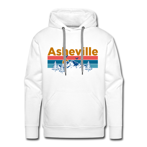 Premium Asheville, North Carolina Hoodie - Retro Mountain & Birds Premium Men's Asheville Sweatshirt / Hoodie - white