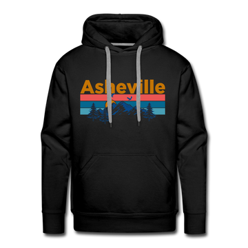 Premium Asheville, North Carolina Hoodie - Retro Mountain & Birds Premium Men's Asheville Sweatshirt / Hoodie - black