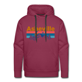 Premium Asheville, North Carolina Hoodie - Retro Mountain & Birds Premium Men's Asheville Sweatshirt / Hoodie - burgundy