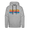 Premium Asheville, North Carolina Hoodie - Retro Mountain & Birds Premium Men's Asheville Sweatshirt / Hoodie - heather grey