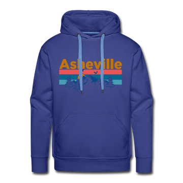 Premium Asheville, North Carolina Hoodie - Retro Mountain & Birds Premium Men's Asheville Sweatshirt / Hoodie - royalblue