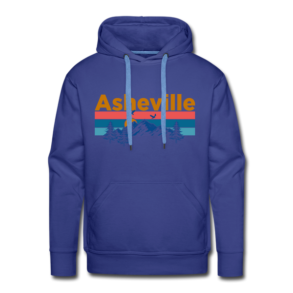 Premium Asheville, North Carolina Hoodie - Retro Mountain & Birds Premium Men's Asheville Sweatshirt / Hoodie - royalblue