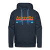Premium Asheville, North Carolina Hoodie - Retro Mountain & Birds Premium Men's Asheville Sweatshirt / Hoodie - navy