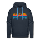 Premium Asheville, North Carolina Hoodie - Retro Mountain & Birds Premium Men's Asheville Sweatshirt / Hoodie - navy