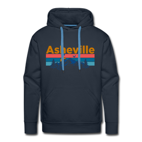 Premium Asheville, North Carolina Hoodie - Retro Mountain & Birds Premium Men's Asheville Sweatshirt / Hoodie - navy
