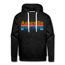 Premium Asheville, North Carolina Hoodie - Retro Mountain & Birds Premium Men's Asheville Sweatshirt / Hoodie - charcoal grey