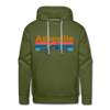 Premium Asheville, North Carolina Hoodie - Retro Mountain & Birds Premium Men's Asheville Sweatshirt / Hoodie - olive green