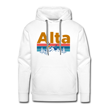 Premium Alta, Utah Hoodie - Retro Mountain & Birds Premium Men's Alta Sweatshirt / Hoodie - white