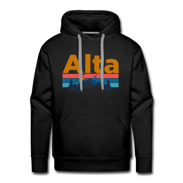 Premium Alta, Utah Hoodie - Retro Mountain & Birds Premium Men's Alta Sweatshirt / Hoodie - black