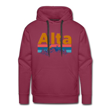 Premium Alta, Utah Hoodie - Retro Mountain & Birds Premium Men's Alta Sweatshirt / Hoodie - burgundy